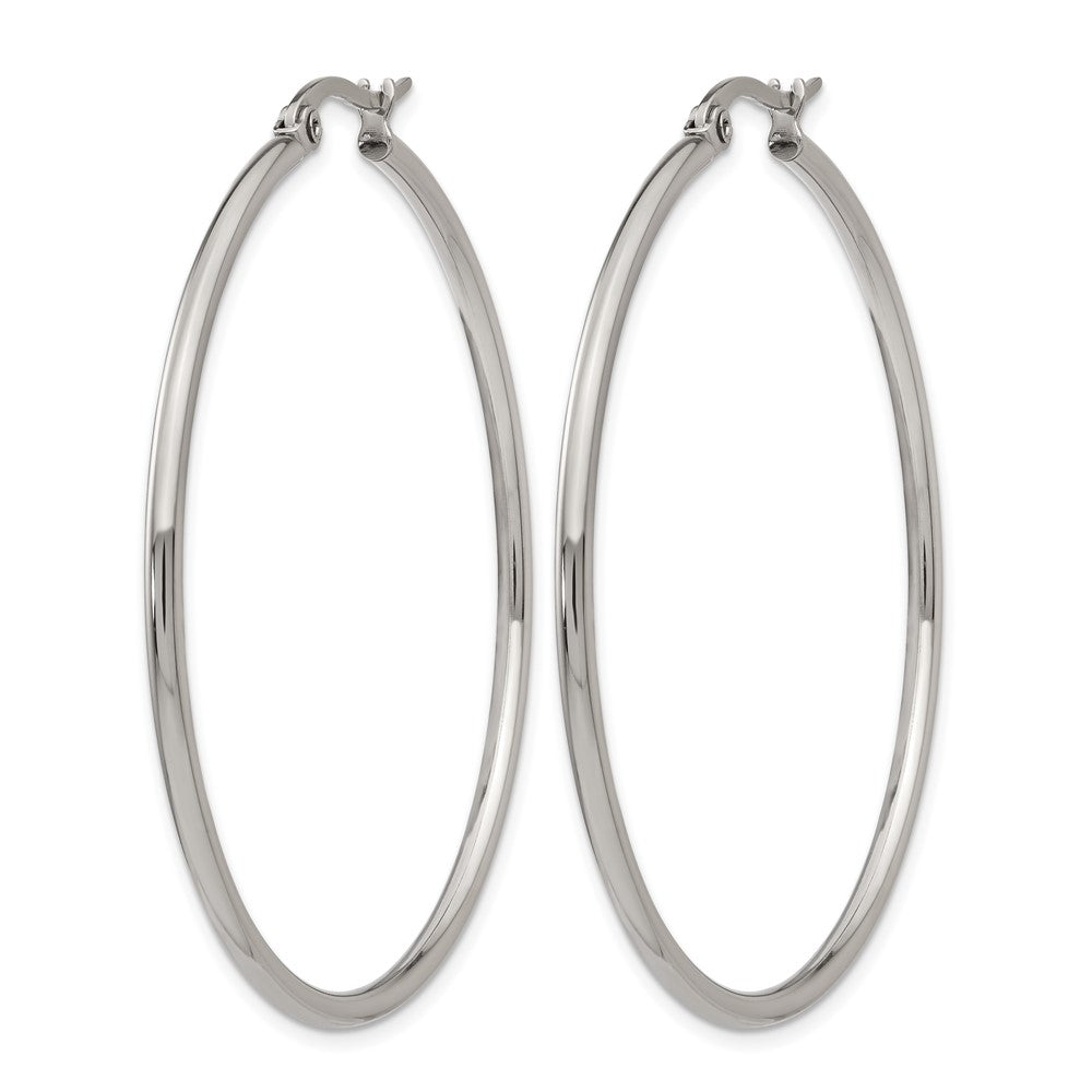 Stainless Steel Chisel Polished 48mm Diameter 2mm Hoop Earrings