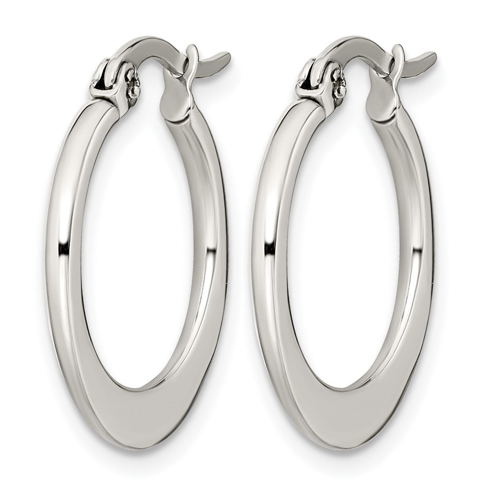 Stainless Steel Chisel Polished 19mm Diameter Hoop Earrings