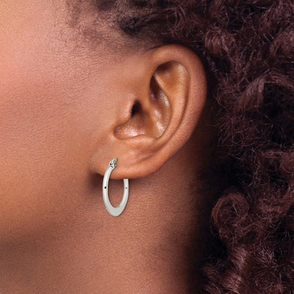Stainless Steel Chisel Polished 19mm Diameter Hoop Earrings