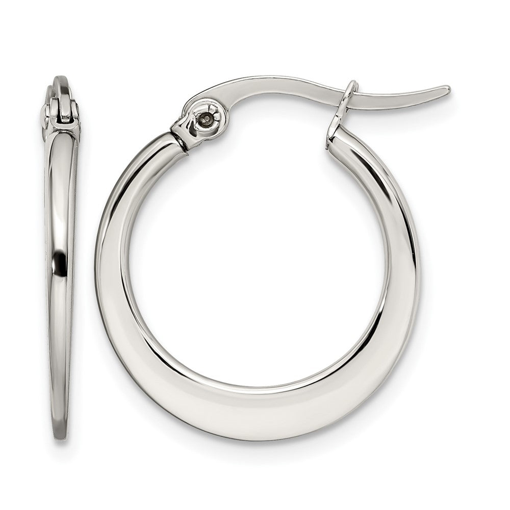 Stainless Steel Chisel Polished 19mm Diameter Hoop Earrings