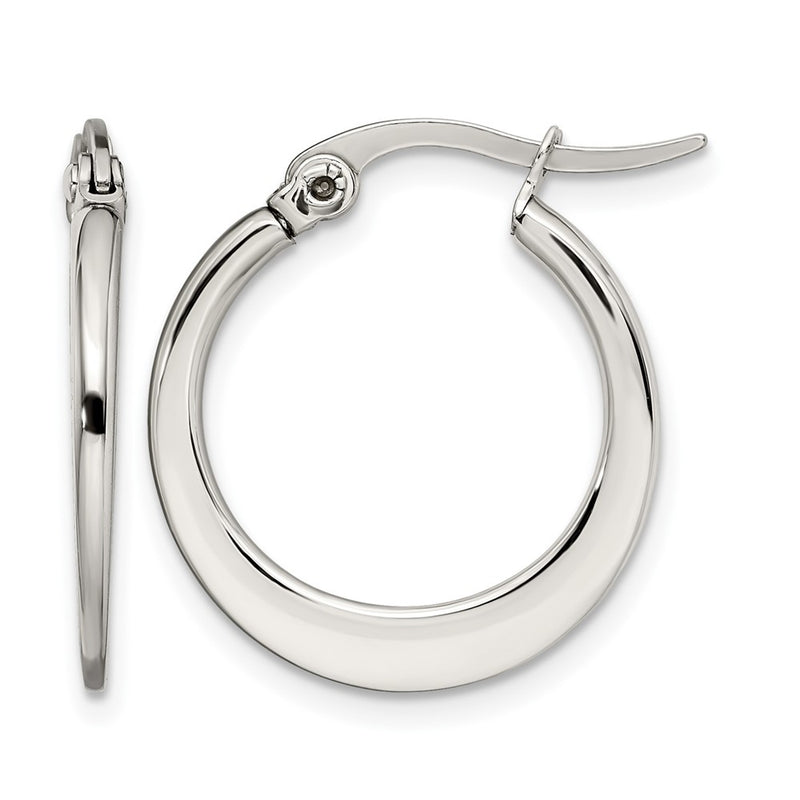 Stainless Steel Chisel Polished 19mm Diameter Hoop Earrings