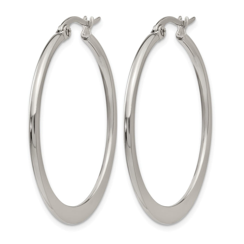 Stainless Steel Chisel Polished 34mm Diameter Hoop Earrings