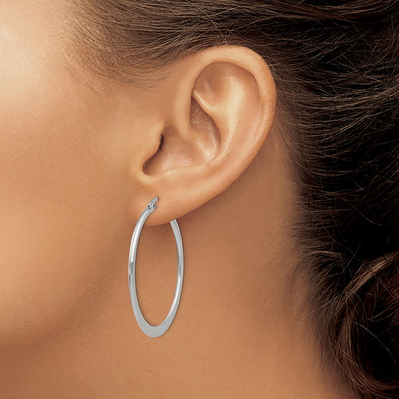 Stainless Steel Chisel Polished 40mm Diameter Hoop Earrings