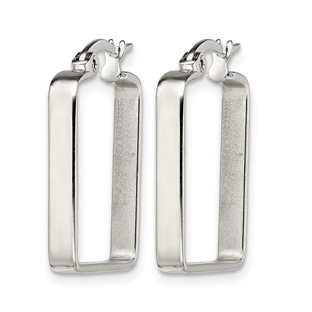 Stainless Steel Chisel Polished 20mm Square Hoop Earrings