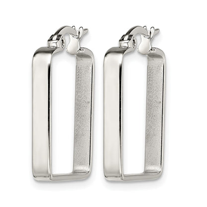 Stainless Steel Chisel Polished 20mm Square Hoop Earrings
