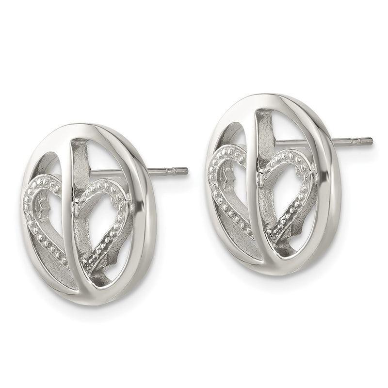 Stainless Steel Cz Circle Heart Earrings