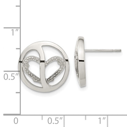 Stainless Steel Cz Circle Heart Earrings