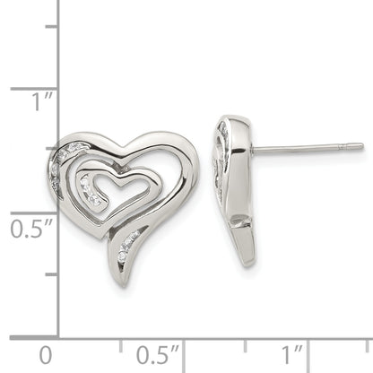 Stainless Steel Cz Heart Earrings