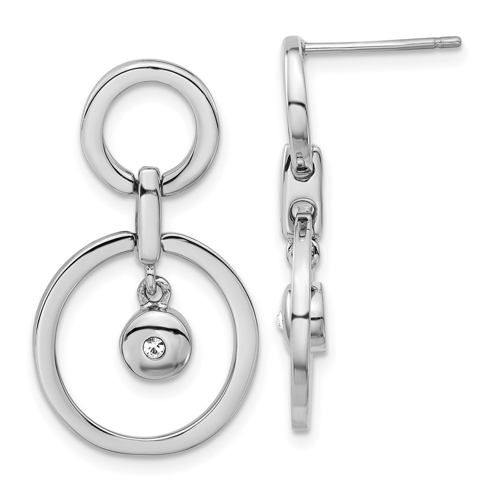 Stainless Steel Polished Cz Circles Post Dangle Earrings