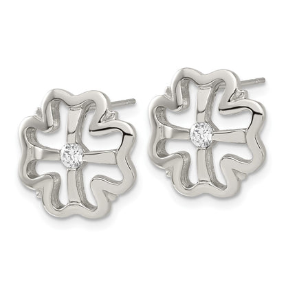 Stainless Steel Cz Clover Earrings