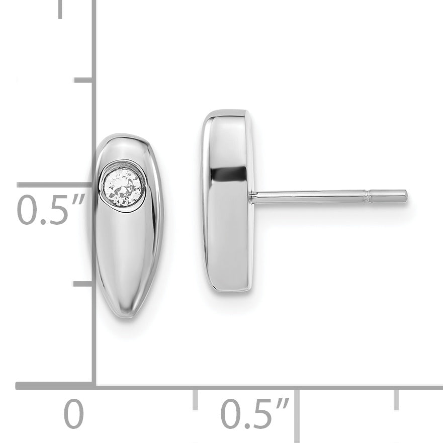 Stainless Steel Polished W/ Cz Post Earrings