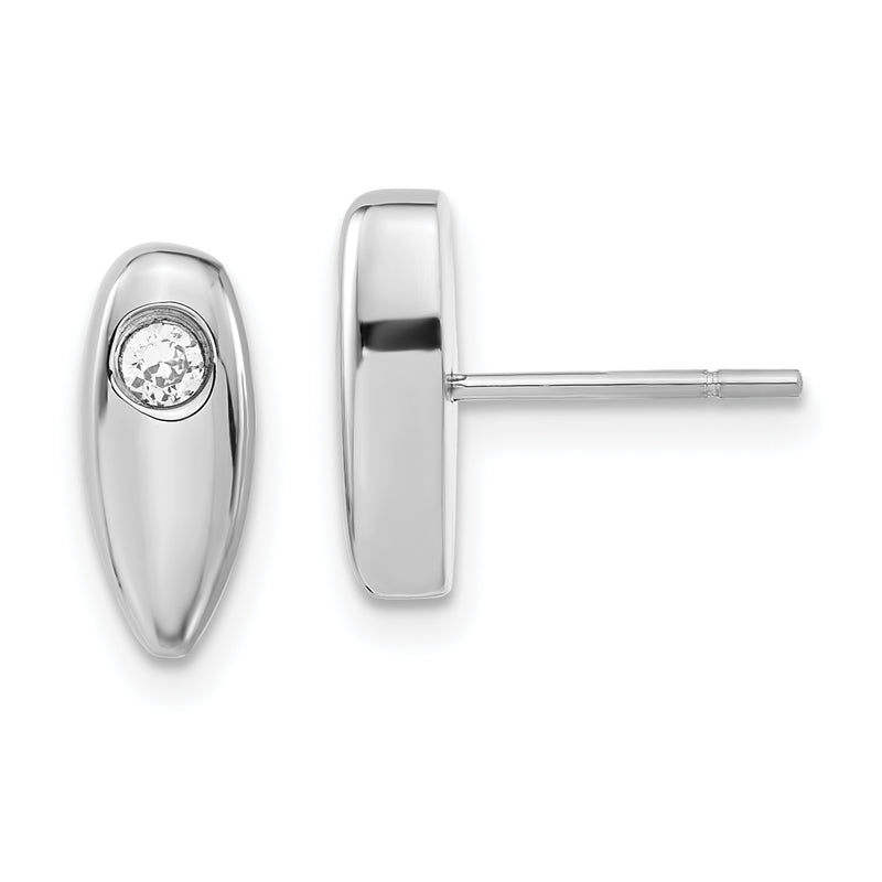 Stainless Steel Polished W/ Cz Post Earrings