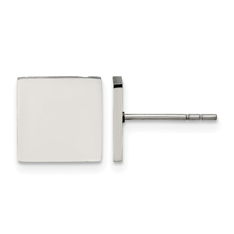 Stainless Steel Chisel Polished Square Post Earrings