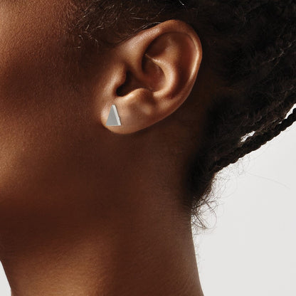 Stainless Steel Chisel Brushed Triangle Post Earrings