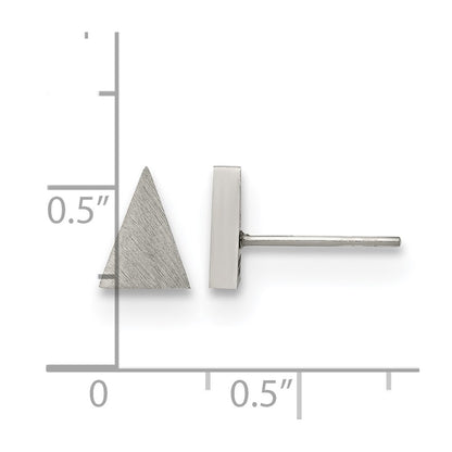 Stainless Steel Chisel Brushed Triangle Post Earrings