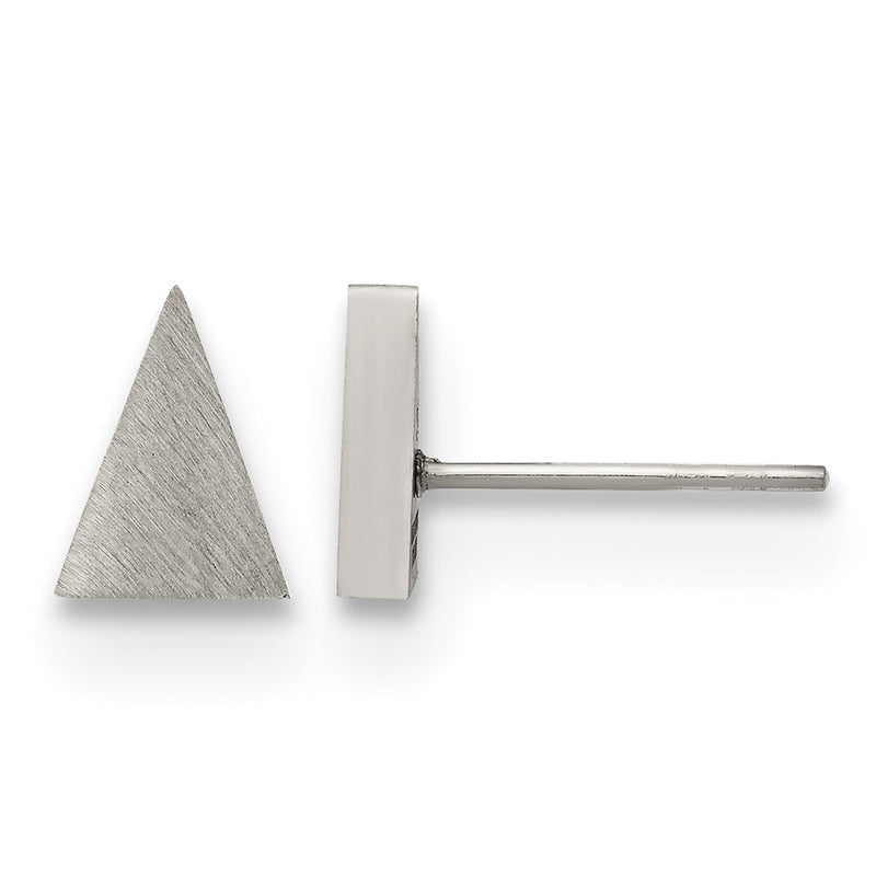 Stainless Steel Chisel Brushed Triangle Post Earrings