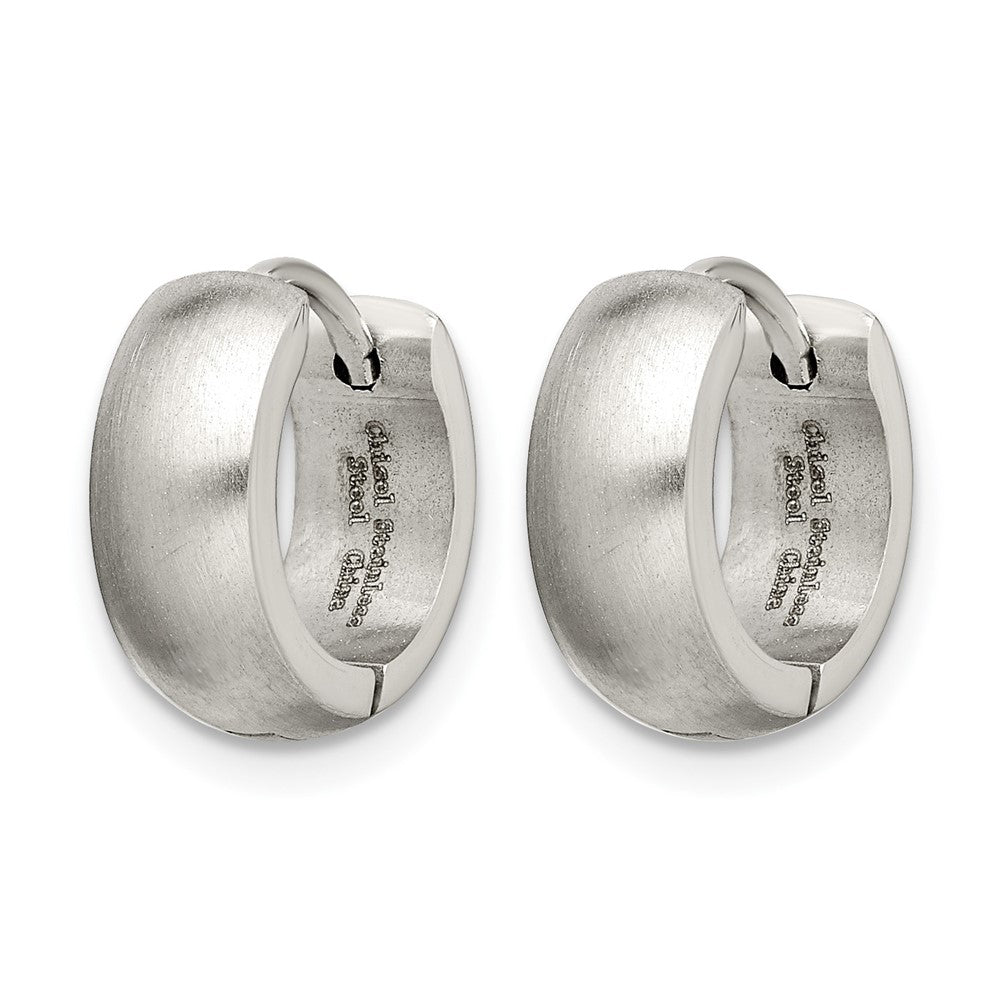 Stainless Steel Chisel Brushed And Polished Round 5mm Hinged Hoop Earrings
