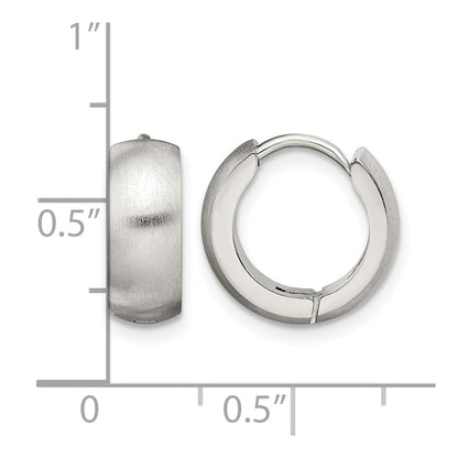 Stainless Steel Chisel Brushed And Polished Round 5mm Hinged Hoop Earrings