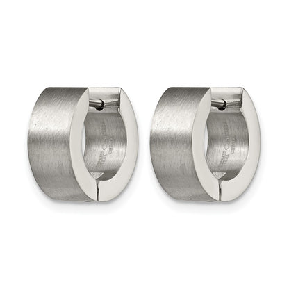Stainless Steel Chisel Brushed Round 5mm Hinged Hoop Earrings