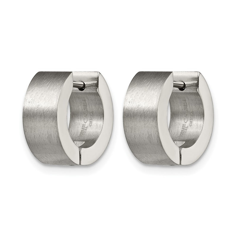 Stainless Steel Chisel Brushed Round 5mm Hinged Hoop Earrings