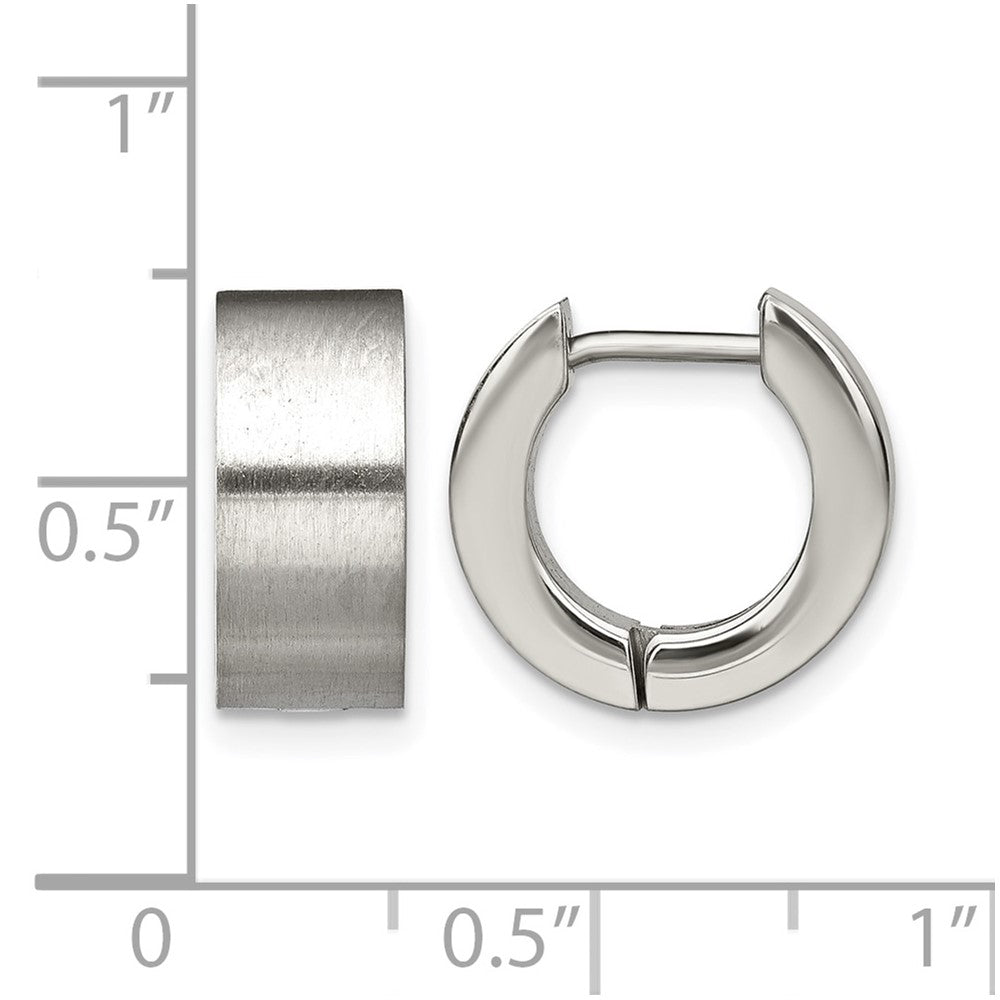 Stainless Steel Chisel Brushed Round 5mm Hinged Hoop Earrings