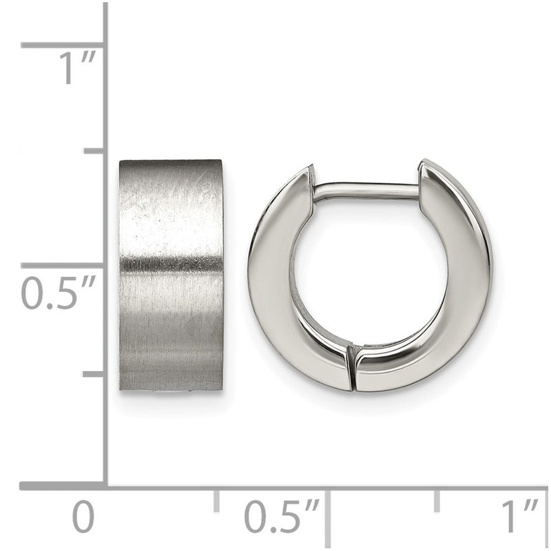 Stainless Steel Chisel Brushed Round 5mm Hinged Hoop Earrings