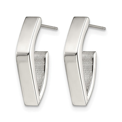 Stainless Steel Chisel Polished J Post Earrings