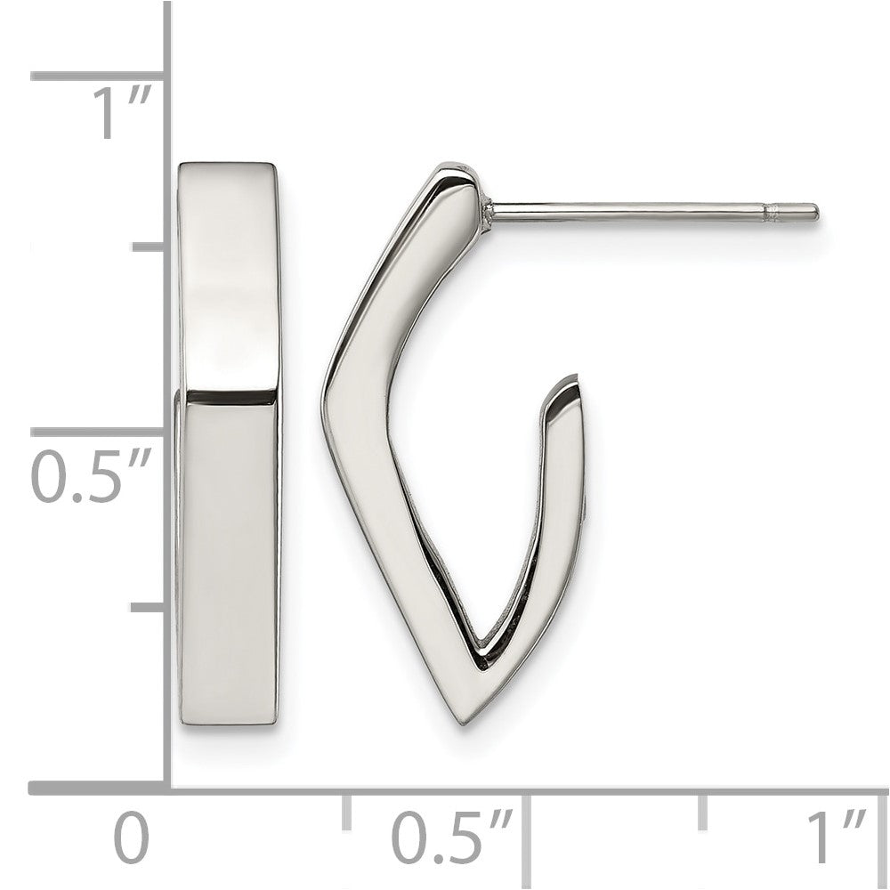 Stainless Steel Chisel Polished J Post Earrings