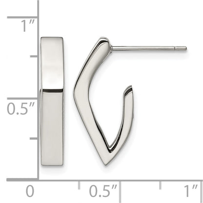 Stainless Steel Chisel Polished J Post Earrings