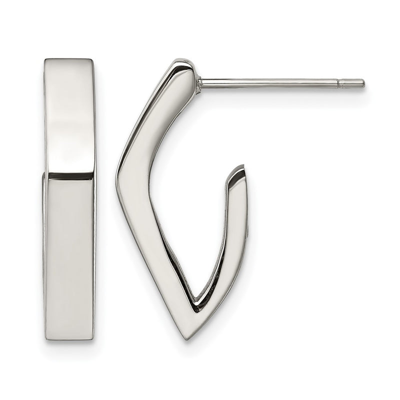 Stainless Steel Chisel Polished J Post Earrings