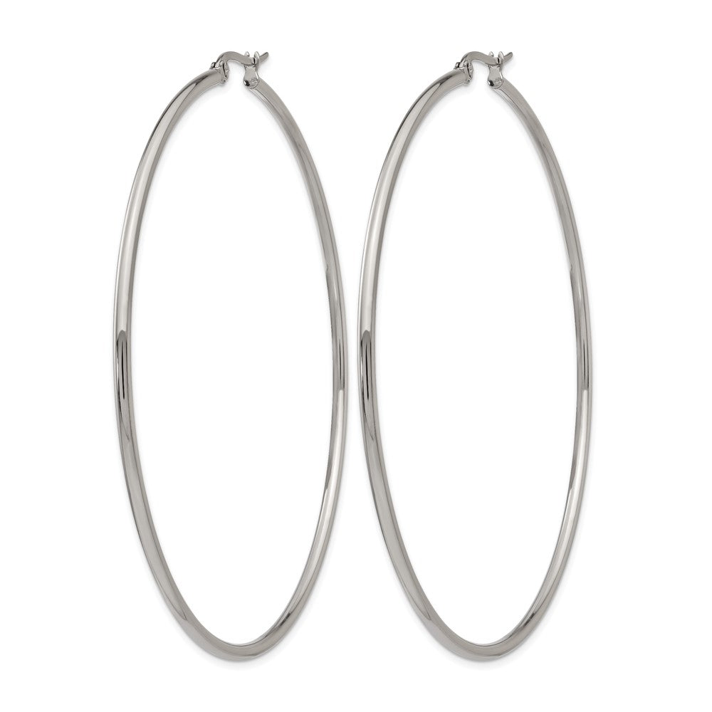 Stainless Steel Chisel Polished 70mm Diameter 2mm Hoop Earrings