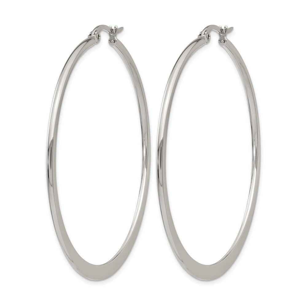 Stainless Steel Chisel Polished 50mm Diameter Hoop Earrings