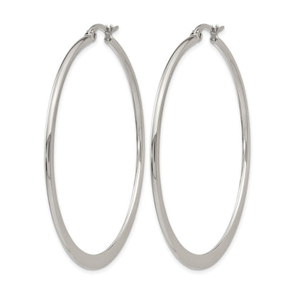 Stainless Steel Chisel Polished 50mm Diameter Hoop Earrings