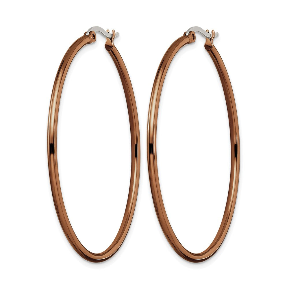 Stainless Steel Chisel Polished Brown Ip-Plated 48mm Diameter 2mm Hoop Earrings