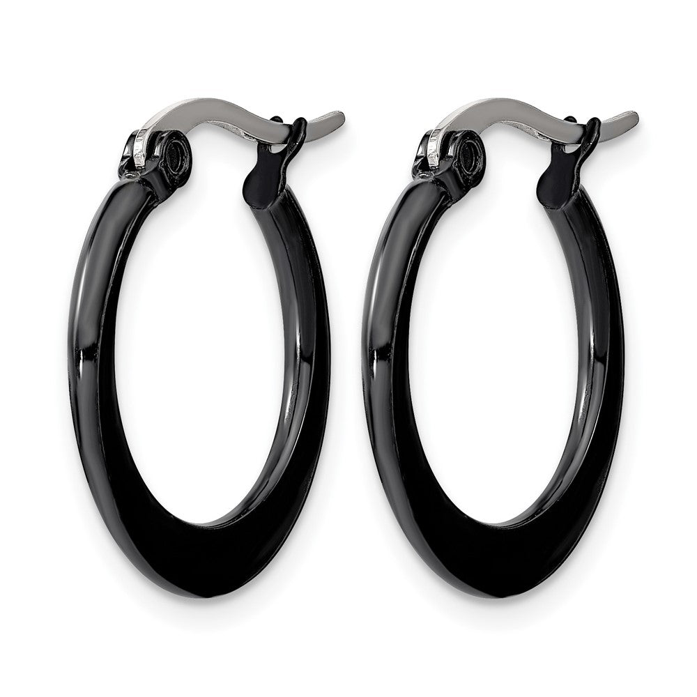 Stainless Steel Chisel Polished Black Ip-Plated 19mm Diameter 2mm Hoop Earrings