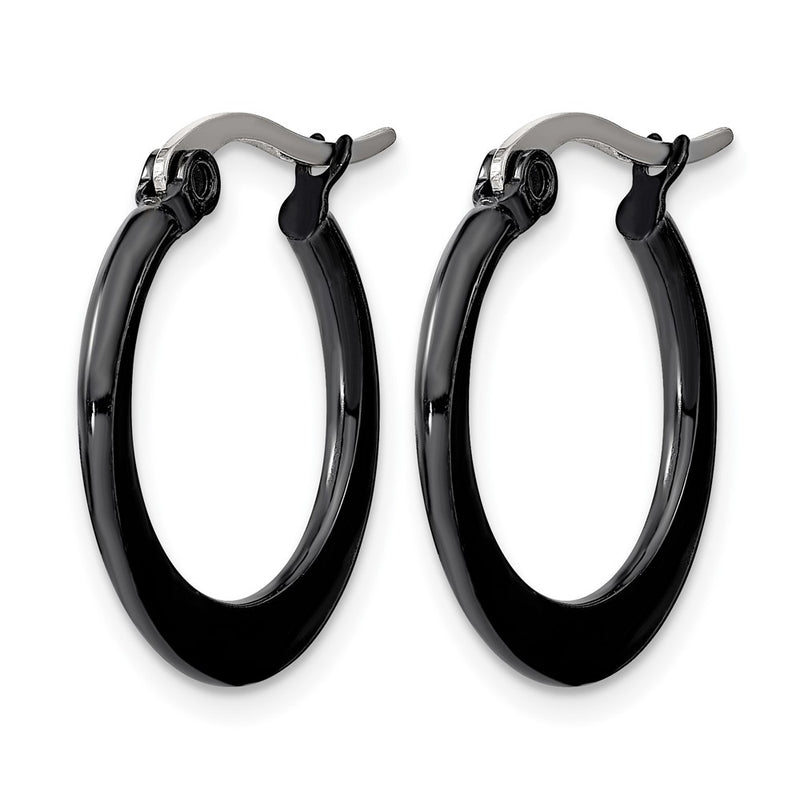 Stainless Steel Chisel Polished Black Ip-Plated 19mm Diameter 2mm Hoop Earrings