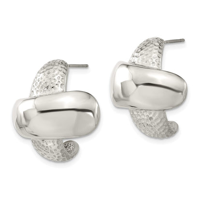Stainless Steel Textured & Polished X Post Earrings