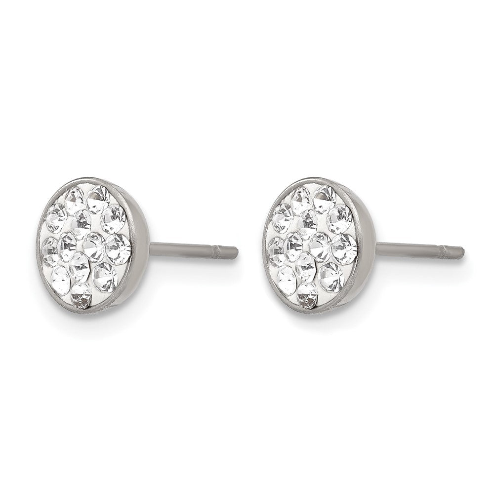 Stainless Steel Chisel Polished Clear Crystal Post Earrings