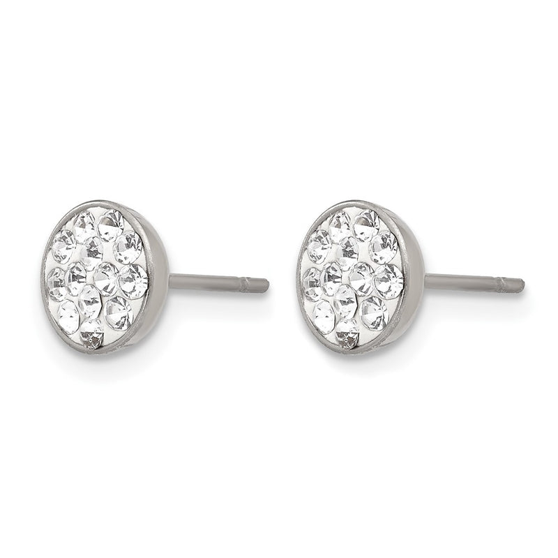 Stainless Steel Chisel Polished Clear Crystal Post Earrings