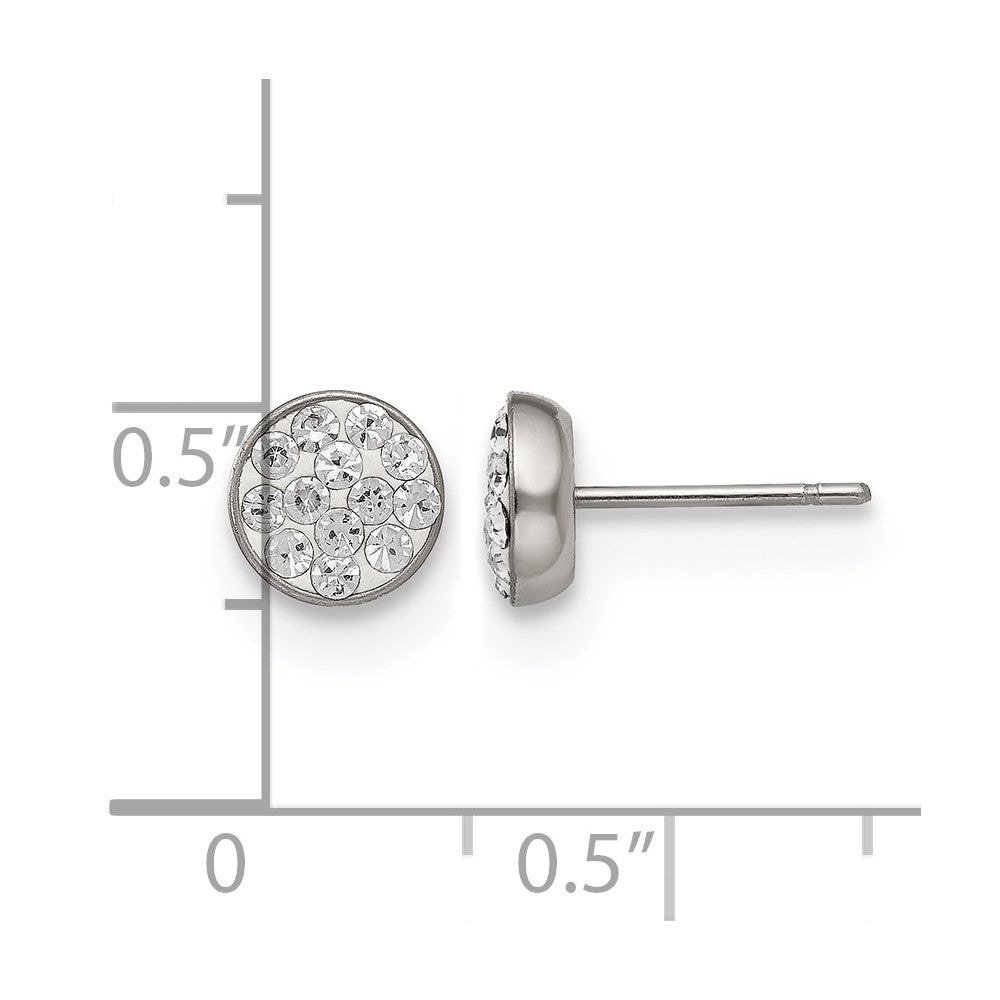 Stainless Steel Chisel Polished Clear Crystal Post Earrings