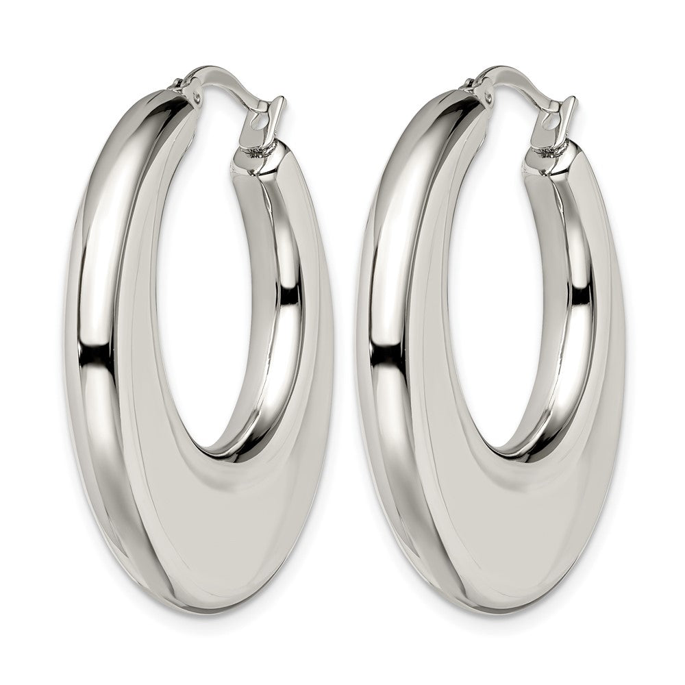 Stainless Steel Chisel Polished 35mm Diameter Hollow Hoop Earrings