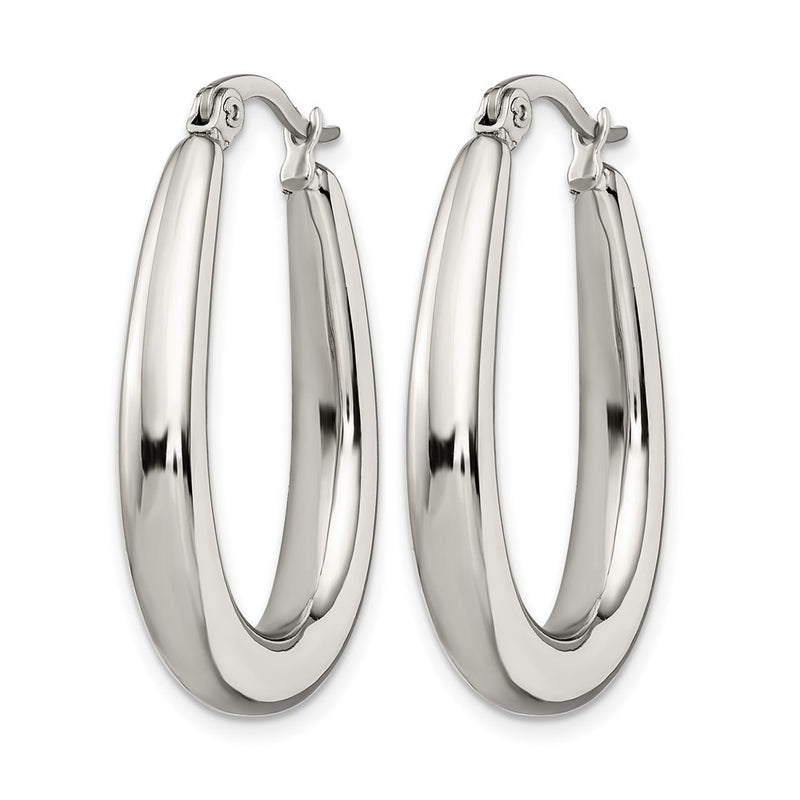 Stainless Steel Chisel Polished Teardrop Hollow Hoop Earrings