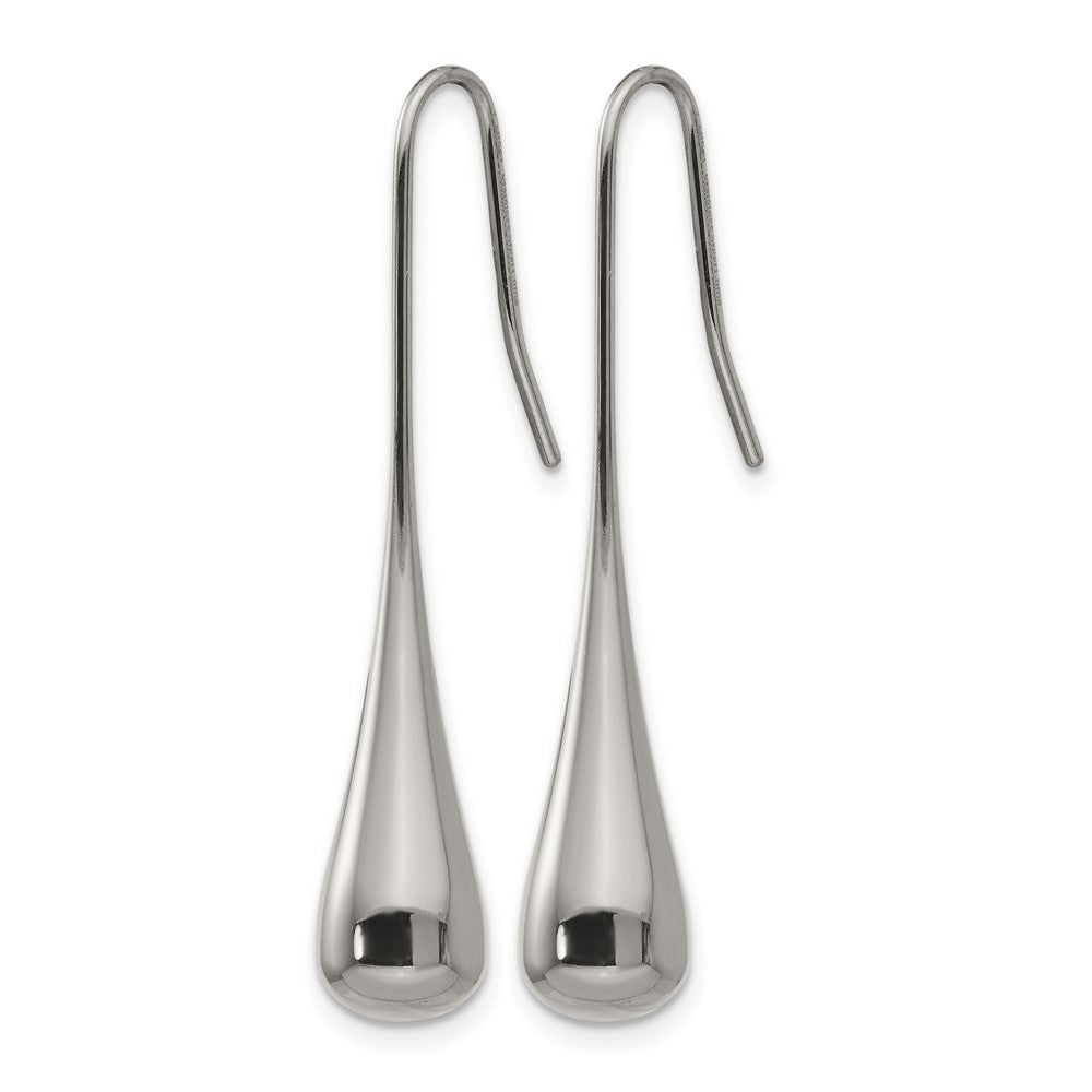 Stainless Steel Chisel Polished Shepherd Hook Earrings