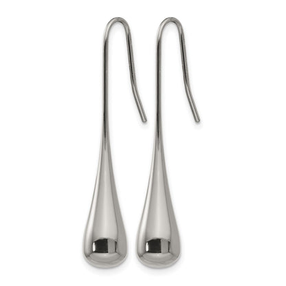 Stainless Steel Chisel Polished Shepherd Hook Earrings