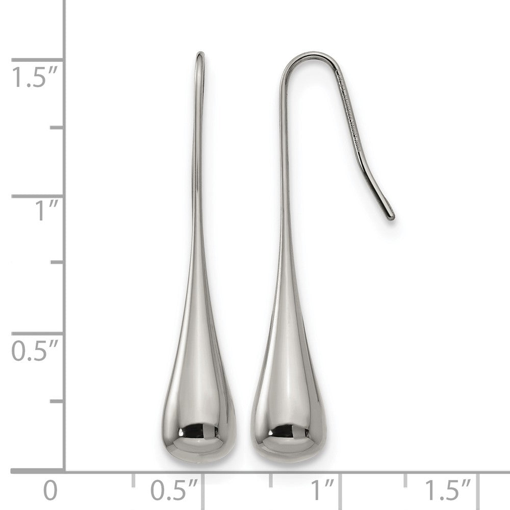 Stainless Steel Chisel Polished Shepherd Hook Earrings
