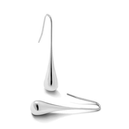 Stainless Steel Chisel Polished Shepherd Hook Earrings
