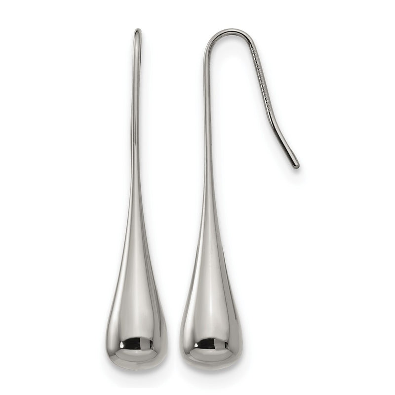 Stainless Steel Chisel Polished Shepherd Hook Earrings