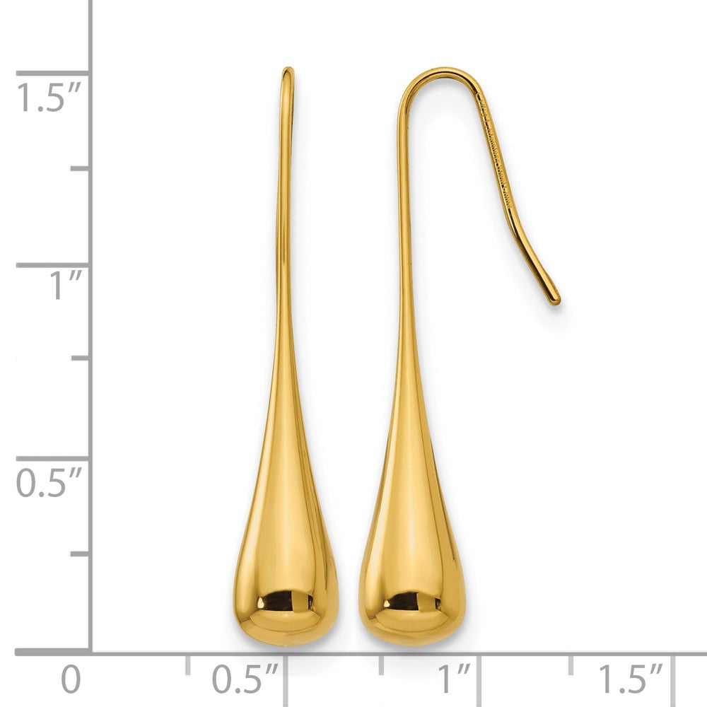 Stainless Steel Chisel Polished Yellow Ip-Plated Shepherd Hook Earrings