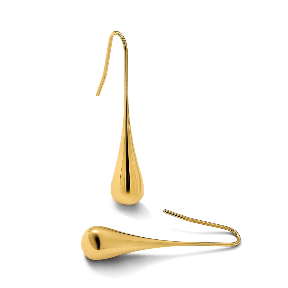 Stainless Steel Chisel Polished Yellow Ip-Plated Shepherd Hook Earrings