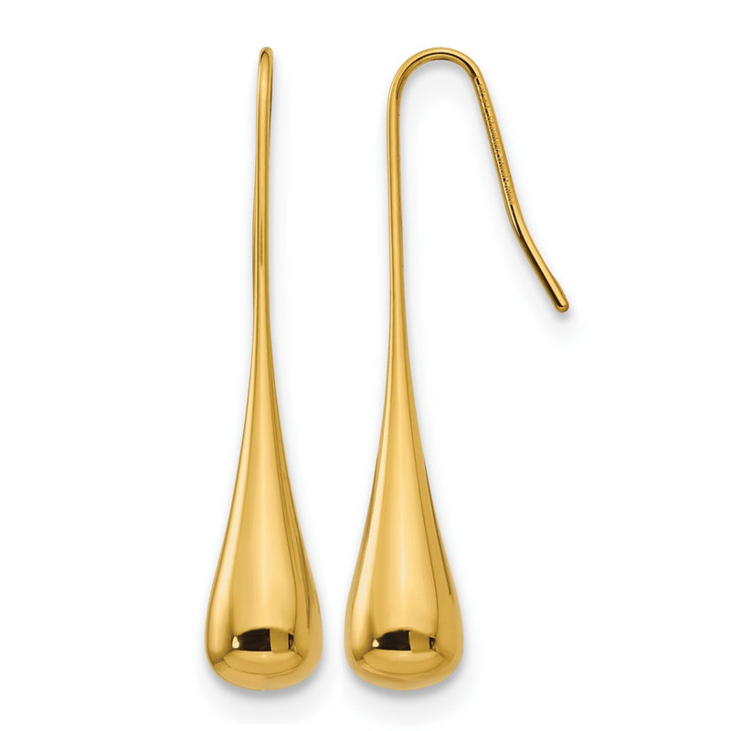 Stainless Steel Chisel Polished Yellow Ip-Plated Shepherd Hook Earrings